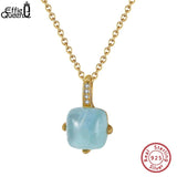 Natural Aquamarine Pendant Necklace 925 Sterling Silver Gemstone Jewelry