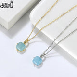 Natural Aquamarine Pendant Necklace 925 Sterling Silver Gemstone Jewelry