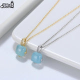 Natural Aquamarine Pendant Necklace 925 Sterling Silver Gemstone Jewelry