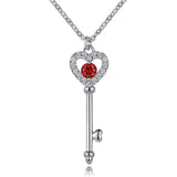 925 Silver Multicolor Key Pendant Necklace for Women