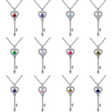 925 Silver Multicolor Key Pendant Necklace for Women