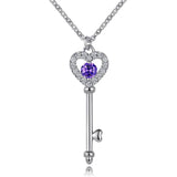 925 Silver Multicolor Key Pendant Necklace for Women