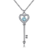 925 Silver Multicolor Key Pendant Necklace for Women