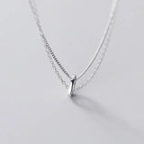 925 Silver Zircon Double Chain Choker Necklace Women Hiphop Jewelry