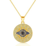 Enamel Evil Eye Necklace 925 Sterling Silver CZ Stone Pendant