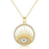 Enamel Evil Eye Necklace 925 Sterling Silver CZ Stone Pendant