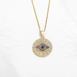 Enamel Evil Eye Necklace 925 Sterling Silver CZ Stone Pendant