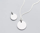 Real.925 Sterling Silver Round Coin Necklace Pendant