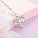 JewelOra Personalized 925 Silver Heart Necklace with 2 Engraving Names