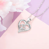 JewelOra Personalized 925 Silver Heart Necklace with 2 Engraving Names