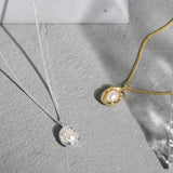 925 Silver Pearl Shell Pendant Long Chain Necklace for Women