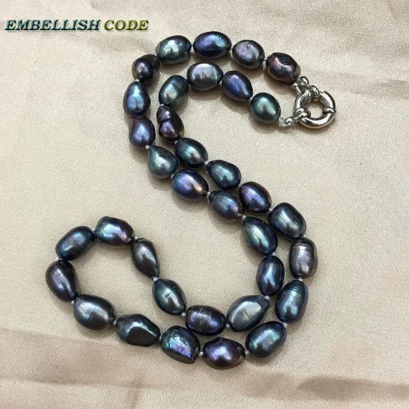 Dark Peacock Baroque Irregular Freshwater Pearl Choker Necklace