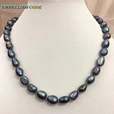 Dark Peacock Baroque Irregular Freshwater Pearl Choker Necklace