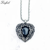 Winged Heart Crystal Pendant Necklace 925 Sterling Silver
