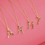 925 Silver Initial M S Pendant Alphabet Necklace Women Name Crystal Jewelry