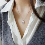925 Silver Zircon Geometric Chain Necklace