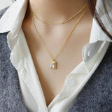 925 Silver Zircon Geometric Chain Necklace