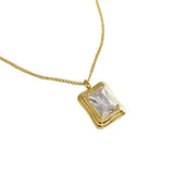 925 Silver Zircon Geometric Chain Necklace