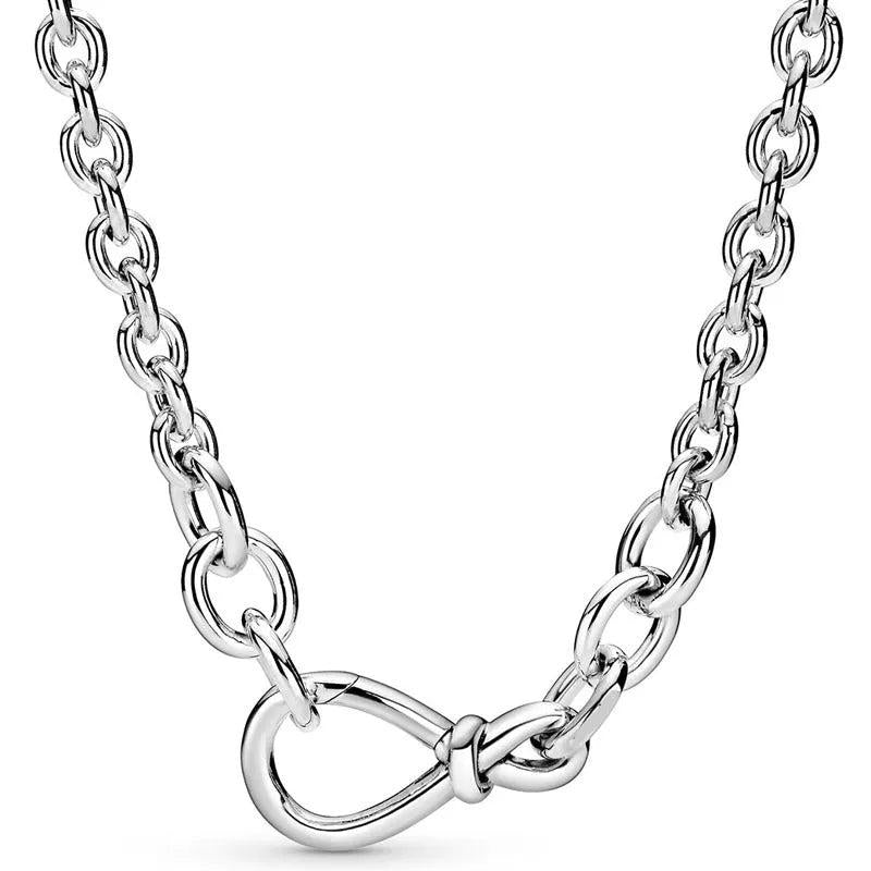 925 Silver Infinity Knot Chain Necklace for Women