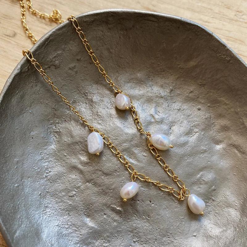 Louleur 925 Sterling Silver Necklace with Alien Baroque Pearl for Women