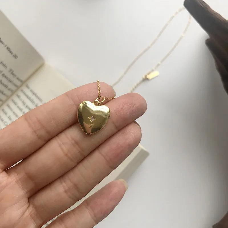 925 Sterling Silver Heart Necklace Zircon Pendant Women Jewelry