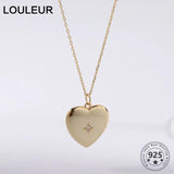 925 Sterling Silver Heart Necklace Zircon Pendant Women Jewelry