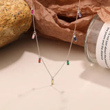 Colorful 925 Silver Necklace Colored Zircon Pendant Choker