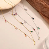 Colorful 925 Silver Necklace Colored Zircon Pendant Choker