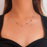 Colorful 925 Silver Necklace Colored Zircon Pendant Choker