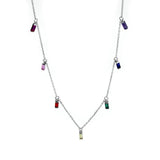 Colorful 925 Silver Necklace Colored Zircon Pendant Choker