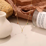 Colorful 925 Silver Necklace Colored Zircon Pendant Choker
