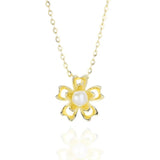 925 Silver Shell Pearl Sunflower Pendant Necklace Romantic Jewelry