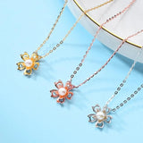 925 Silver Shell Pearl Sunflower Pendant Necklace Romantic Jewelry