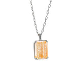 925 Silver Long Chain Square Zircon Pendant Jewelry Gift