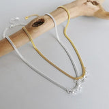 French Sense 925 Silver Tassel Zircon Bead Necklace for Women