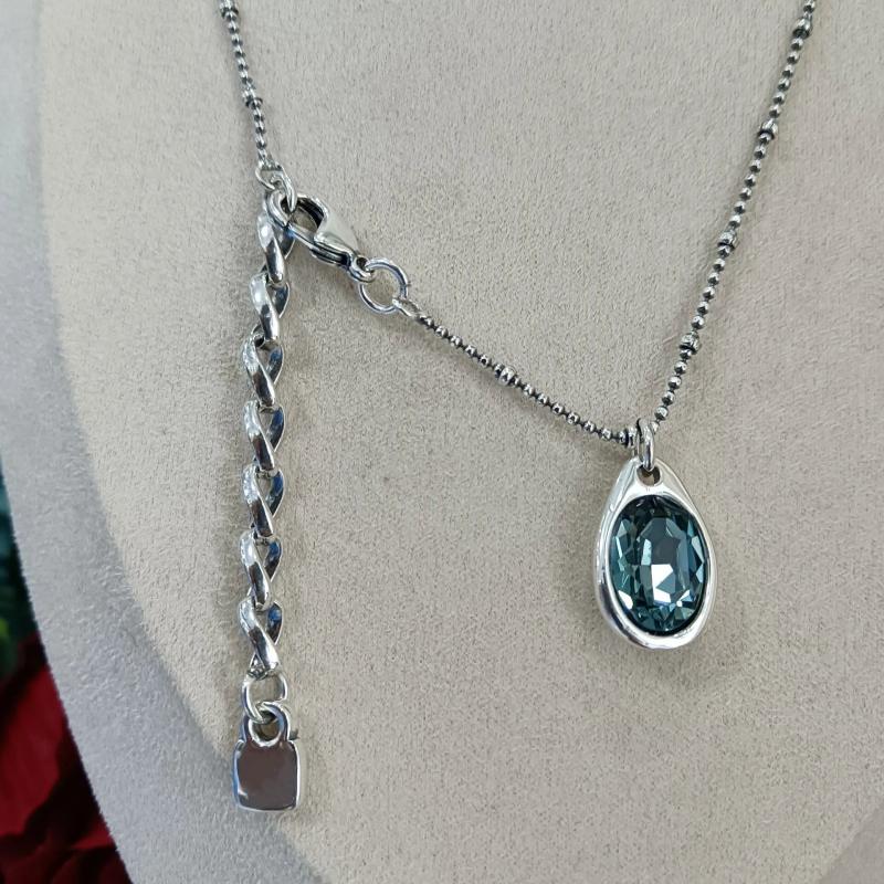 Electroplated 925 Silver Aquamarine Pendant Necklace
