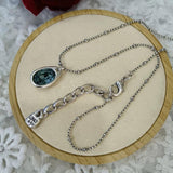 Electroplated 925 Silver Aquamarine Pendant Necklace