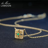 Vintage Emerald Necklace 925 Sterling Silver Chain