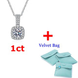 D Moissanite Pendant Square Necklace S925 Sterling Silver Plated