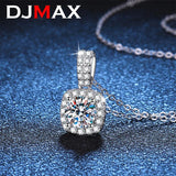 D Moissanite Pendant Square Necklace S925 Sterling Silver Plated