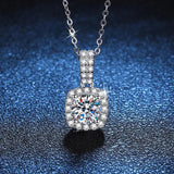 D Moissanite Pendant Square Necklace S925 Sterling Silver Plated