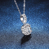 D Moissanite Pendant Square Necklace S925 Sterling Silver Plated