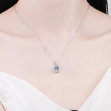 D Moissanite Pendant Square Necklace S925 Sterling Silver Plated