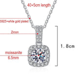 D Moissanite Pendant Square Necklace S925 Sterling Silver Plated