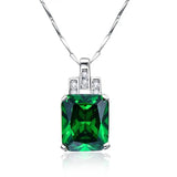 Emerald Necklace 6.95ct Pendant Vintage Silver 925 Sterling Chain Jewelry