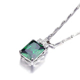 Emerald Necklace 6.95ct Pendant Vintage Silver 925 Sterling Chain Jewelry