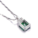 Emerald Necklace 6.95ct Pendant Vintage Silver 925 Sterling Chain Jewelry