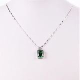 Emerald Necklace 6.95ct Pendant Vintage Silver 925 Sterling Chain Jewelry