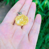 Natural Amber Necklace Pendant Flower Gemstone Women High Jewelry