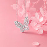 925 Silver Butterfly Necklace Clear CZ Pendant Women's Jewelry